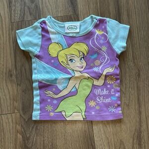 Vintage‎ Disney Fairies Tinkerbell Kids Pajama Top Make It Shine Purple Blue 4T